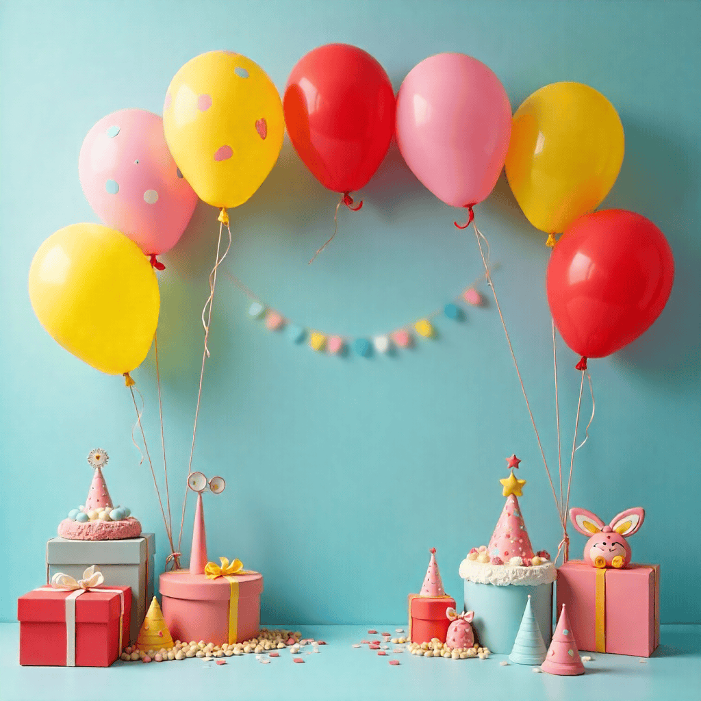 Farverig børnefødselsdag med balloner